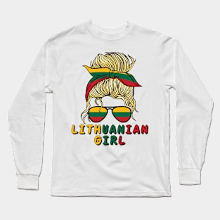 Lietuva Lithuania Flag Girls Lithuanian Girl Kids Long Sleeve T-Shirt